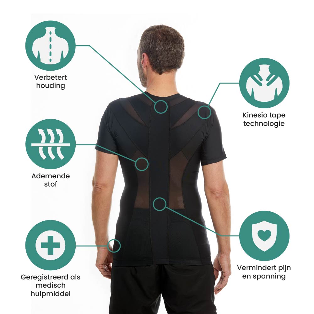 Men's Posture Shirt™ Zipper - Zwart
