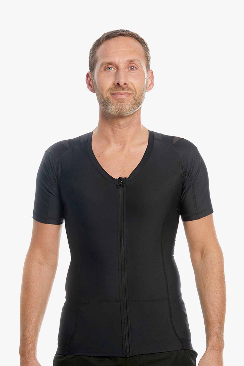 zwart posture shirt met rits voor mannen